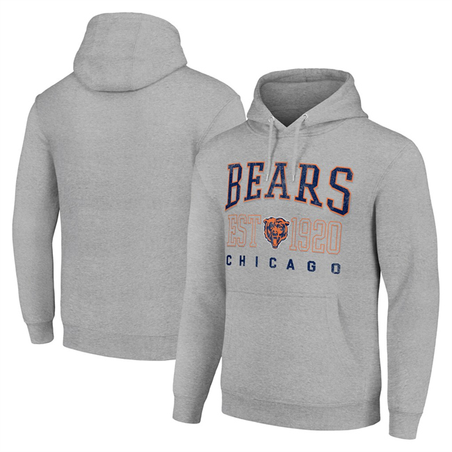 Men's Chicago Bears Grey Throwback Logo Pullover Hoodie